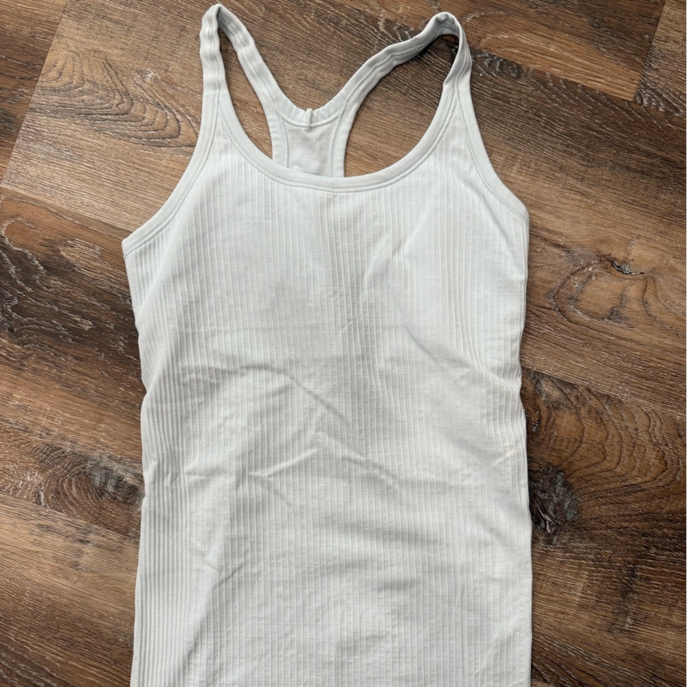 Baby blue Ribbed Tank Top with built in bra